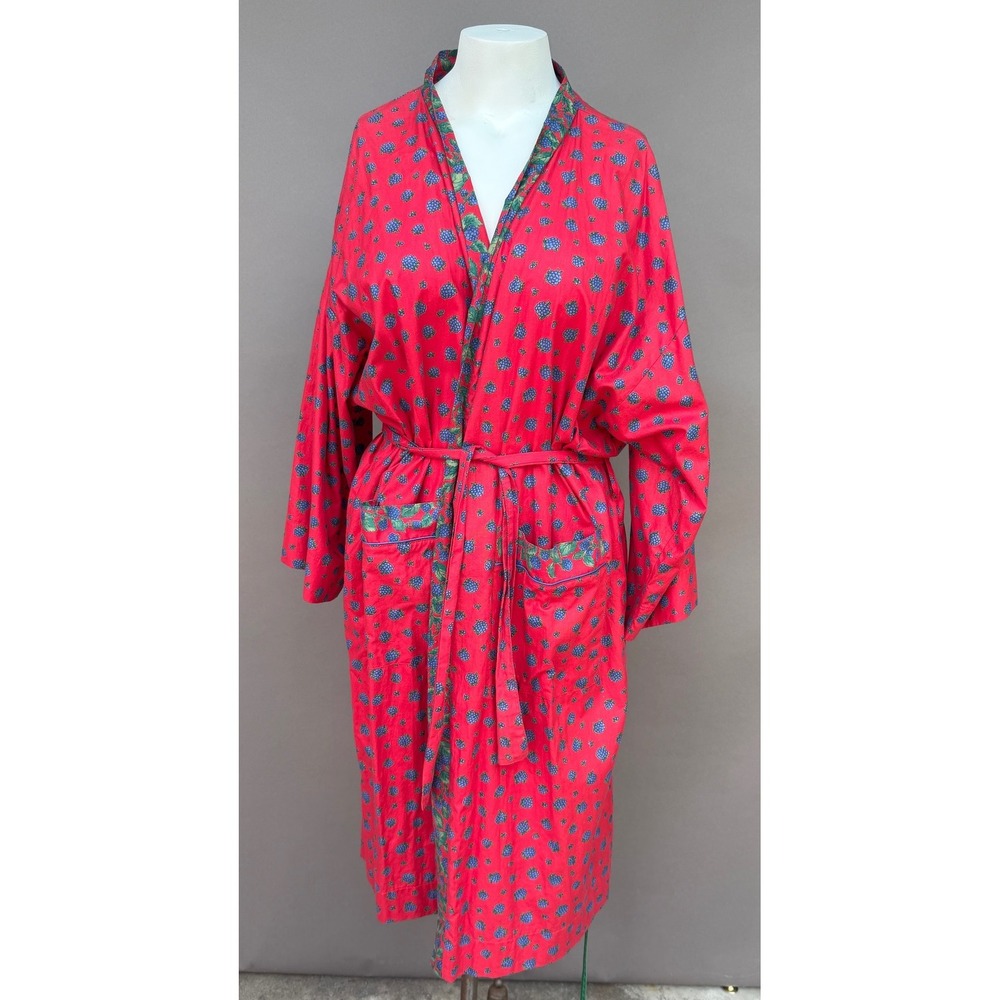 Princesse Tam Tam Vintage Red Blackberry Print Cotton Robe Sz 2 M Lingerie Wrap